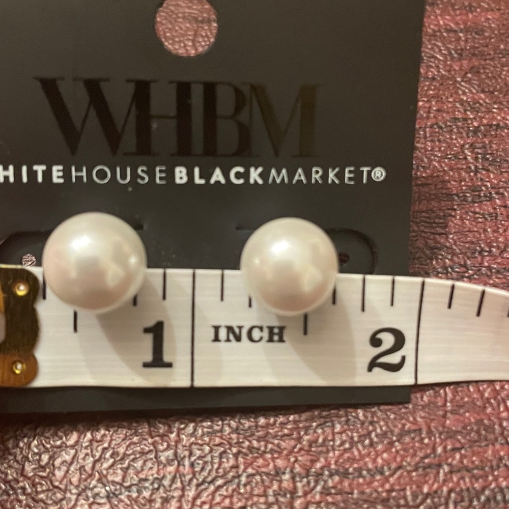 White House Black Market Classic White Pearl Earrings - Picture 3 of 3